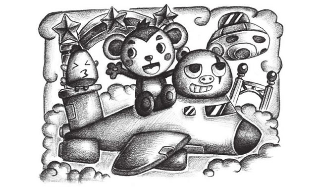 空中旅行創(chuàng)意素描畫法步驟