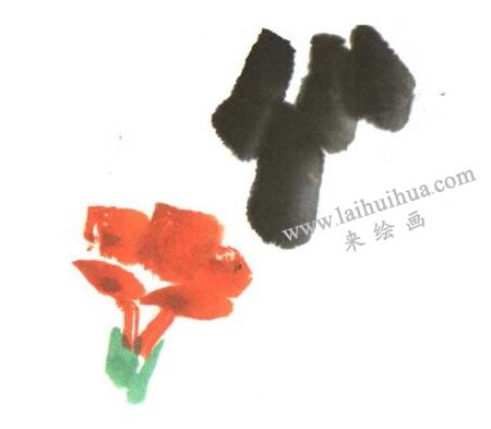 凌霄（花）兒童水墨畫法創(chuàng)作步驟03