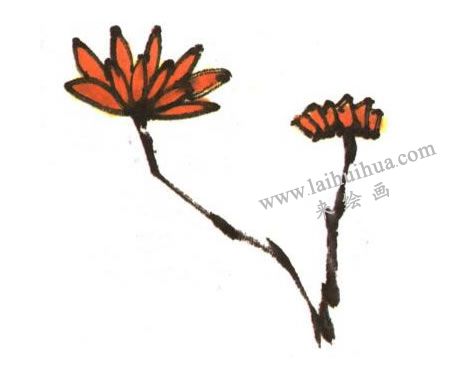 菊花兒童水墨畫法創(chuàng)作步驟03