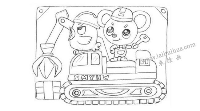 起重機(jī)創(chuàng)意素描畫(huà)法步驟02