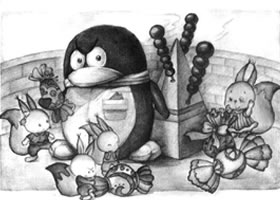 企鵝與凌錐體兒童創(chuàng)意素描畫(huà)法