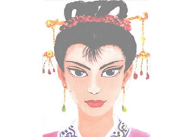 古代仕女水粉畫