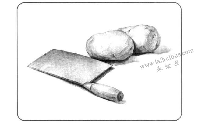 菜刀與土豆兒童創(chuàng)意素描畫(huà)法步驟02