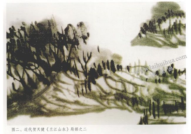 賀天健《蘭江山水》局部之二