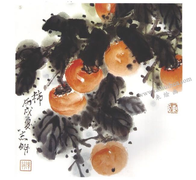 柿子國畫法步驟05