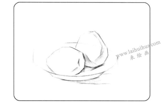 盤(pán)子與鴨梨兒童創(chuàng)意素描畫(huà)法步驟01
