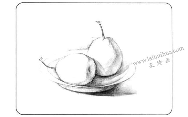 盤(pán)子與鴨梨兒童創(chuàng)意素描畫(huà)法步驟02