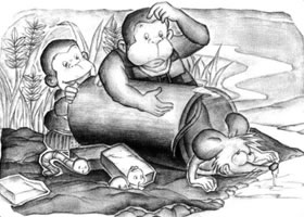 放倒的圓柱體兒童創(chuàng)意素描畫法