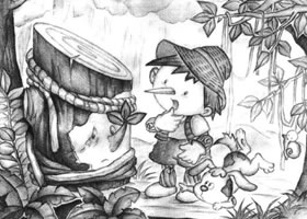 斜面圓柱體兒童創(chuàng)意素描畫法