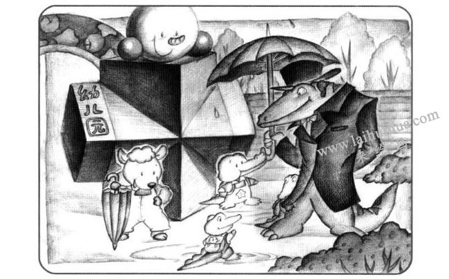 兩個長方體組合兒童創(chuàng)意素描畫法步驟04