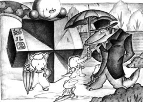 兩個長方體組合兒童創(chuàng)意素描畫法