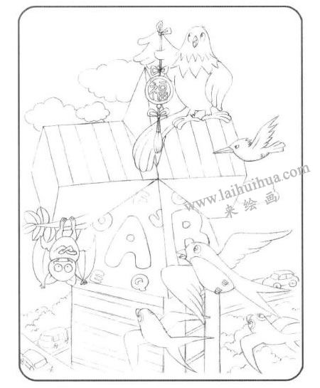 長方體與棱柱的組合體兒童創(chuàng)意素描畫法步驟02