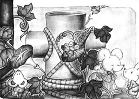 兩個圓柱體兒童創(chuàng)意素描畫法