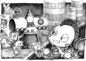 圓錐與圓柱組合體兒童創(chuàng)意素描畫法