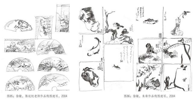 工筆花鳥畫用線面方式分析名作構(gòu)圖關(guān)系