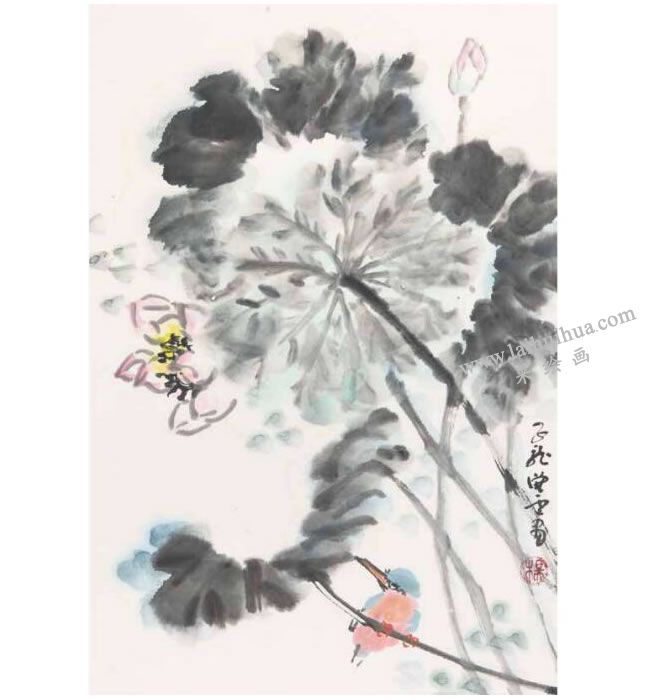 荷花翠鳥圖之一