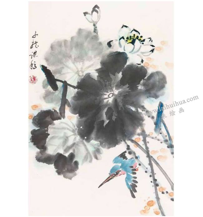 荷花翠鳥圖之二
