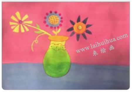 花瓶中的花兒水粉畫(huà)法步驟02