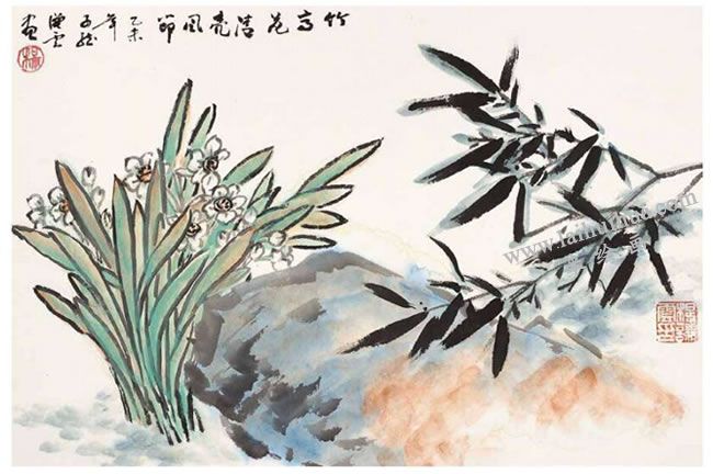 竹高花清圖
