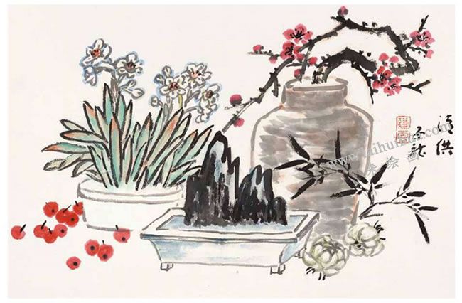 水仙寫意畫