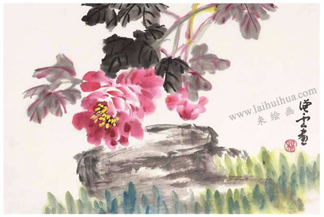 牡丹花寫(xiě)意畫(huà)法構(gòu)圖樣式