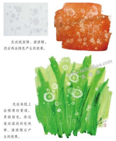 水彩畫酒精分色技法