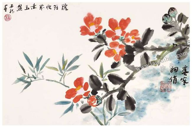 山茶花的寫意畫法02