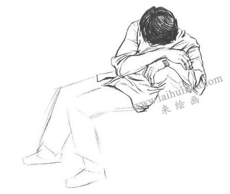 坐姿男青年速寫線面結(jié)合法作畫步驟04