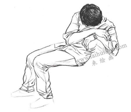 坐姿男青年速寫線面結(jié)合法作畫步驟05