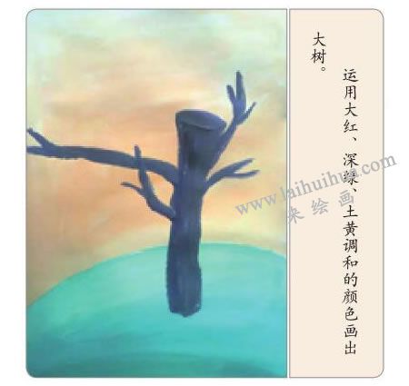 快活的小鳥水粉畫步驟02