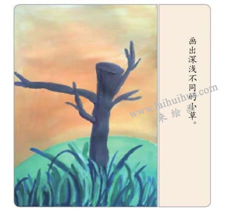 快活的小鳥水粉畫步驟03