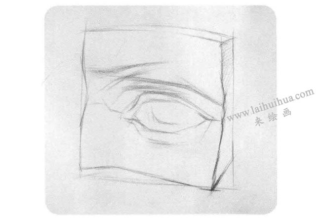 石膏眼睛素描畫法步驟02