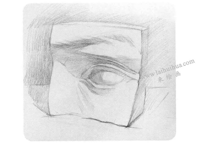 石膏眼睛素描畫法步驟03