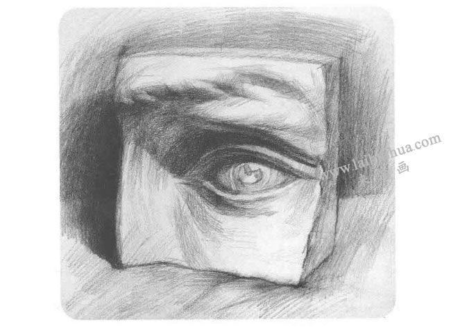 石膏眼睛素描畫法步驟04