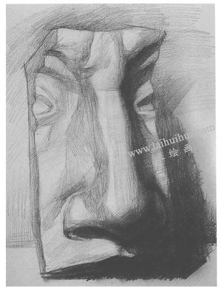 石膏鼻子素描畫法步驟05