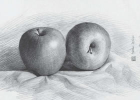 蘋果組合素描作畫步驟