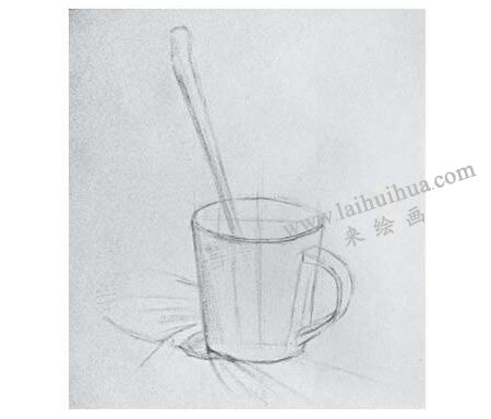 咖啡杯素描畫法步驟01
