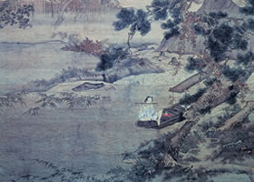 仇英《松溪橫笛圖》軸賞析
