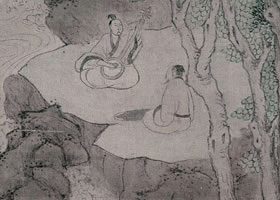 文嘉《停琴聽(tīng)阮圖》軸賞析