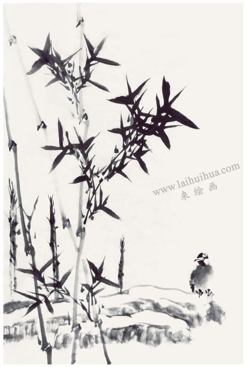 名家賈寶珉《竹報(bào)平安》畫法步驟08