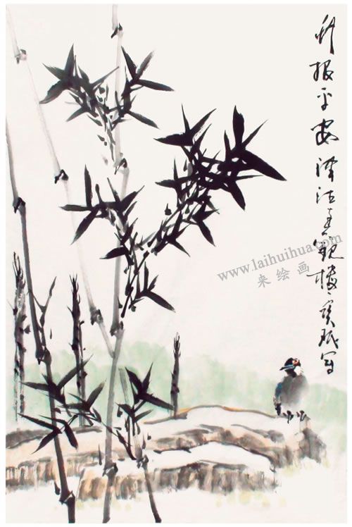 名家賈寶珉《竹報(bào)平安》畫法步驟09
