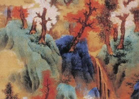 藍(lán)瑛《白云紅樹(shù)圖》軸賞析