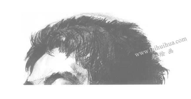 男性頭發(fā)的素描畫法步驟03