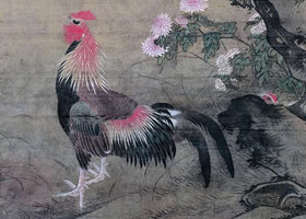 呂紀(jì)《榴葵綬雞圖》軸賞析