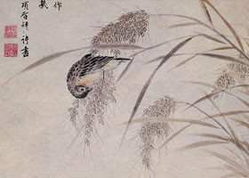 項(xiàng)圣謨《群雀稻蟹圖》軸賞析
