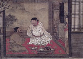 劉俊《雪夜訪普?qǐng)D》軸賞析