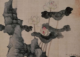 陳洪綬《湖石荷花圖》冊(cè)賞析