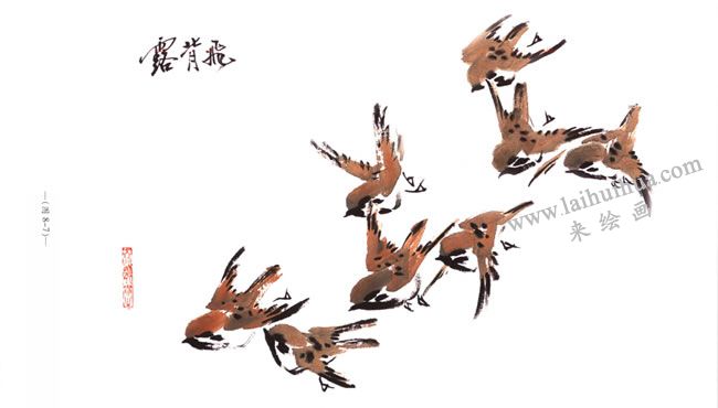 麻雀的寫意畫法07