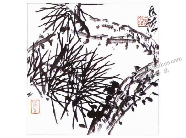 松柏的寫(xiě)意畫(huà)法03