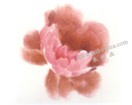 粉色牡丹花畫法步驟圖示03